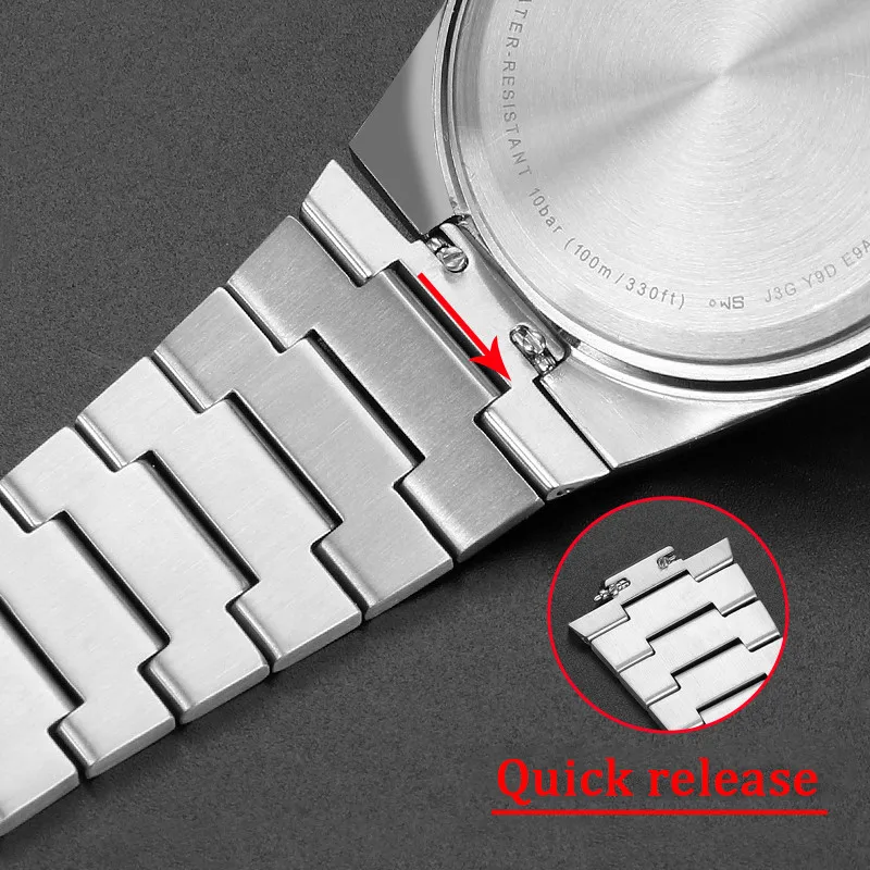 Solid Stainless Steel And Silicone Strap for Tissot PRX 35mm Series T137.210.11.351.00 Women Style Dedicated Interface WatchBand