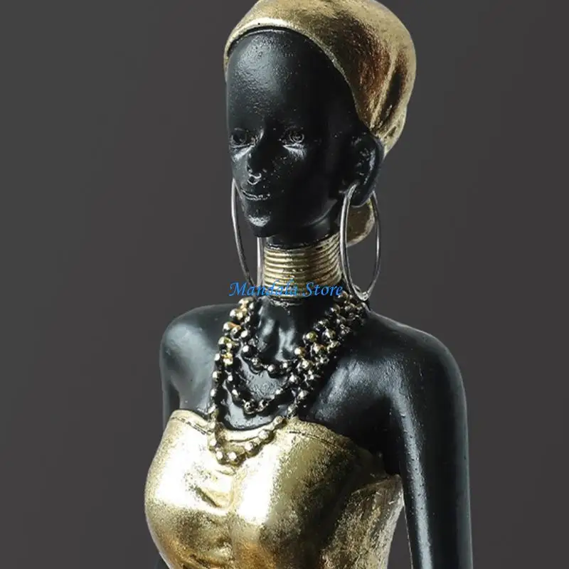 

U2JC African Woman Resins Figurine Statue for Art Collectors Lookings to Enrich Their Home Environments