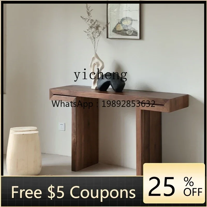 

W3-3 black walnut entrance table minimalist log wind entrance platform entry flat head strip case
