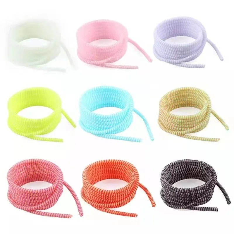 Colorful Data Line Cable Winder Protection 100cm USB Type-C Cable Universal Protection Wrap DIY Winder For IPhone Samsung Xiaomi