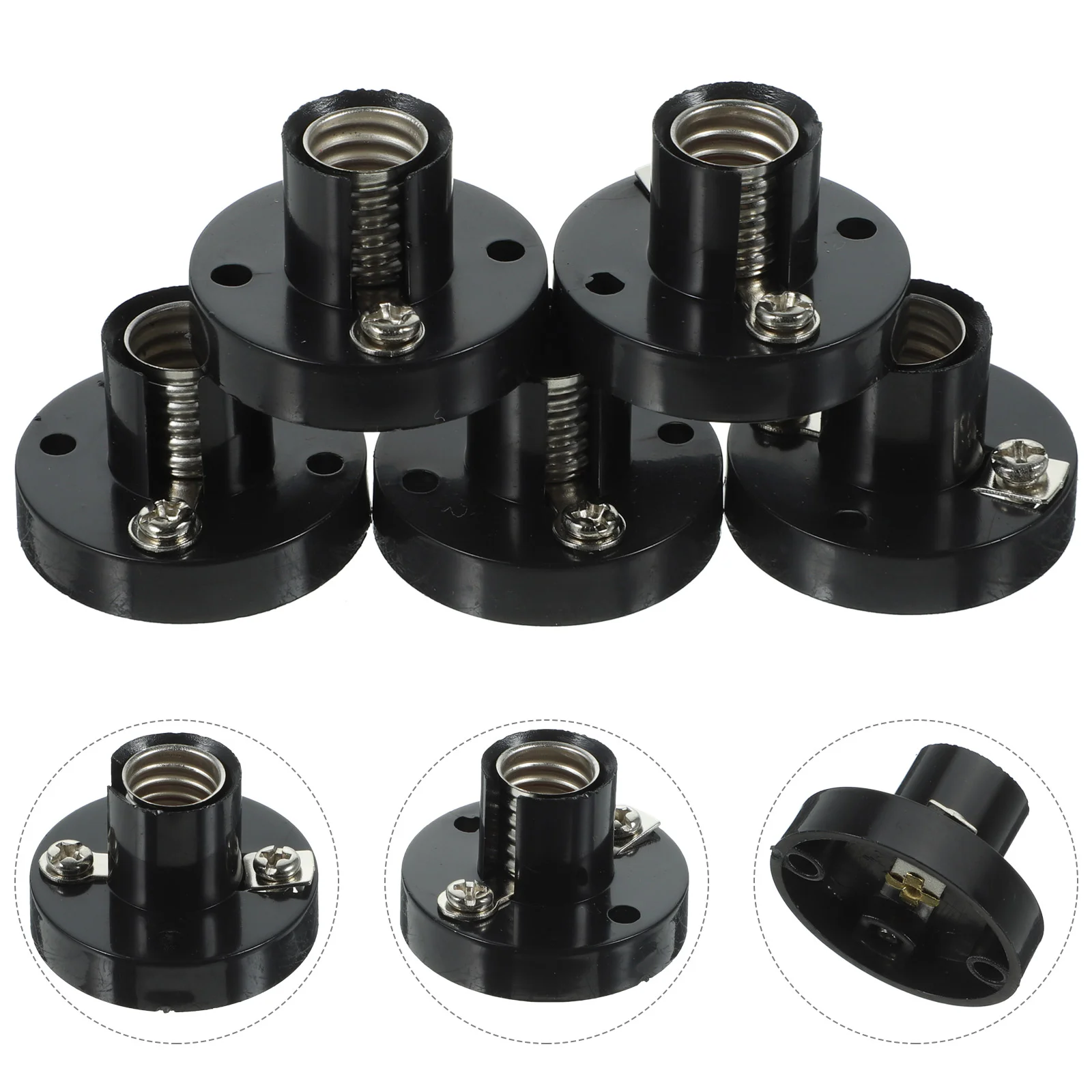 5 Pcs E10 Spiral Lamp Holder 5pcs Replaceable Bulb Mini Light Socket Base Holders Sockets Parts for Making Lamps Bakelite Alloy