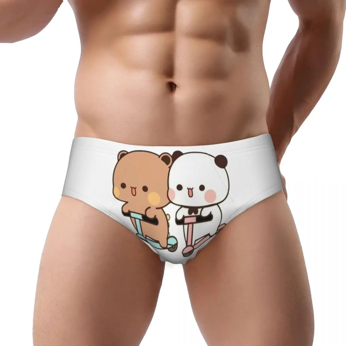 Custom Men's Panda Bear And Brownie True Love BUBU DUDU Couple Goma Men Brief Panties Male Breathable Underwear Underpants