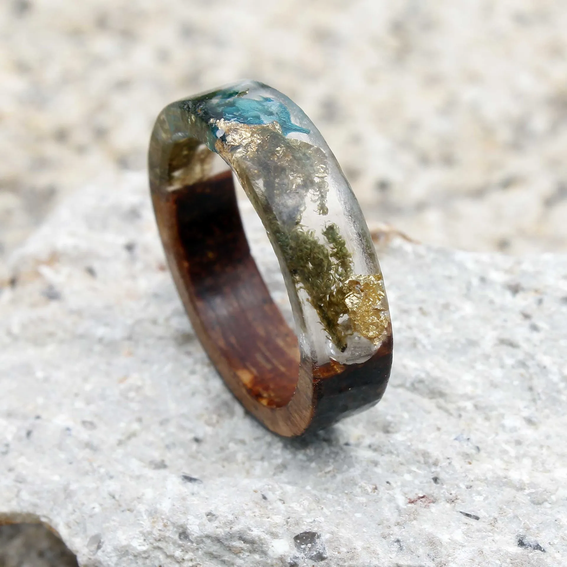 The Middle Ancient Times Style Resin Imitation Turquoise Brown Wood Ring UNISEX High End Luxury Jewelry Ring Accessories Gifts