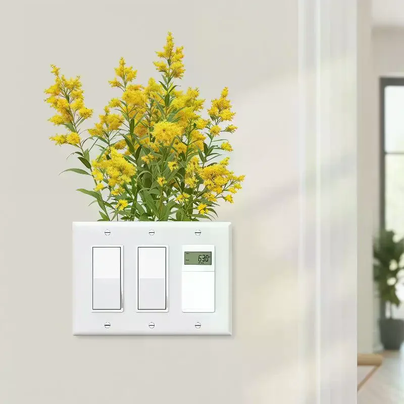 Floral Plant Switch Sticker Realistic Waterproof Removable Self-Adhesive Wall Art for Home Office Decor