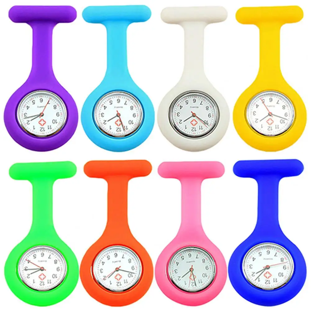 Women Pocket Soft Silicone Quartz Movement Nurse Watch Brooch Fob For Hospital Doctor Mini Clock Hanging Round Dial Clip Pendant