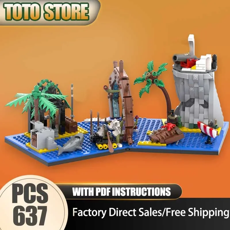 Pirate Fortress Model Moc Building Blocks Viking Fortress Model Technology Brick DIY Assembly Construction Holiday Toy Set Gifts