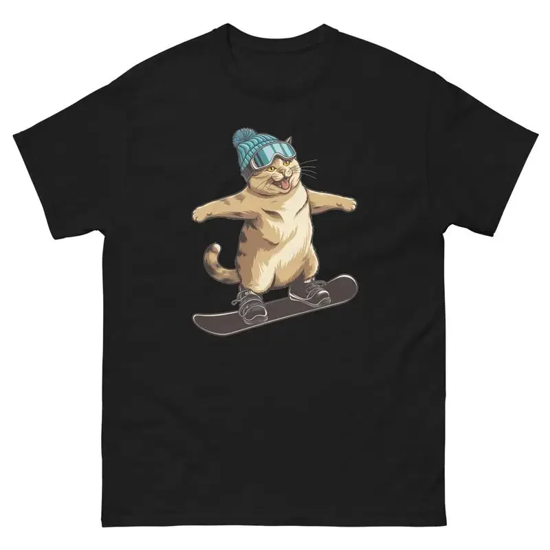 Scottish Fold Cat Snowboarding Fun Snowboarder T Shirt