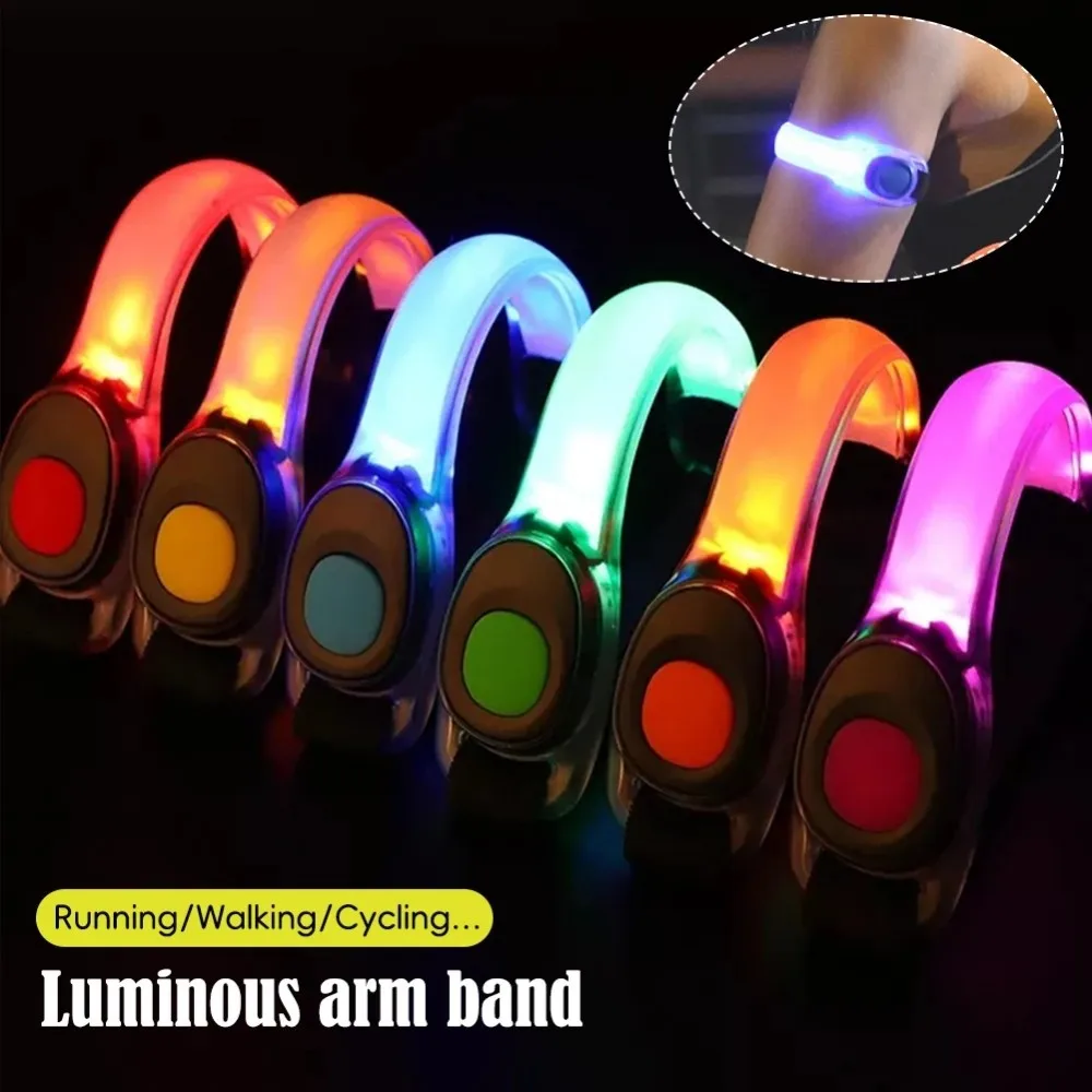 Adjustable Cycling LED Light Up Armband Wearable Arm Belt Glow Warning Dark for Running Cycling Concert Roller Skates