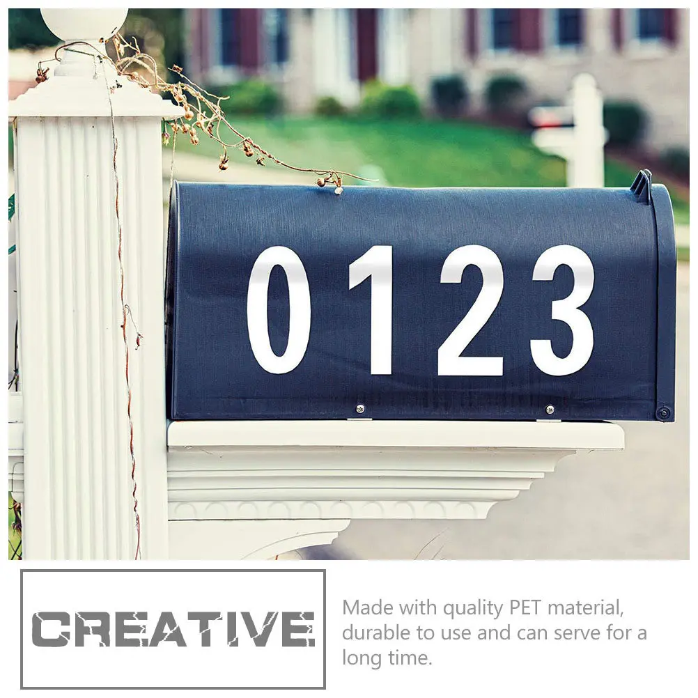 2Pcs Reflective Address Number Decals Self Adhesive Premium Pet Stickers for Mailbox Steel Door Window Car Guitar Bottle