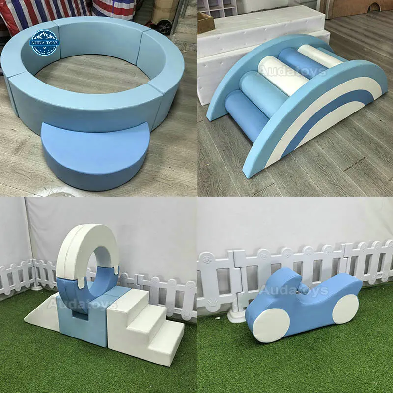 A88213 13x13ft Ocean Blue Commercial Indoor Playground Equipment Soft Mobile Play Set PE Foam PVC Materials 20 Kids