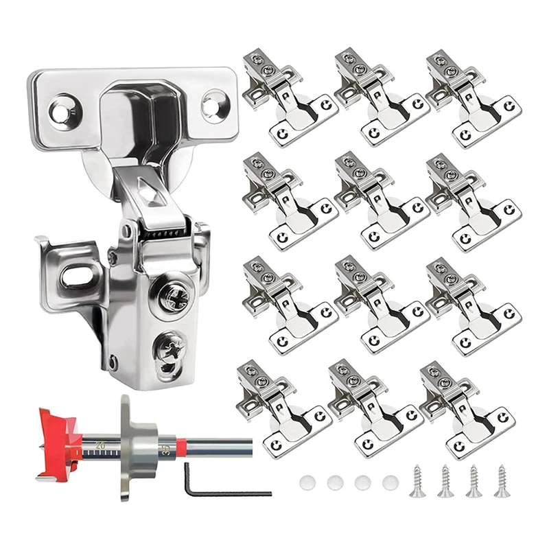 12PCS 1/2 Inch Overlay Soft Cabinet Door Hinges For Kitchen Cabinet Hinges Hinge Of Cup Stainless Steel 45 Mm