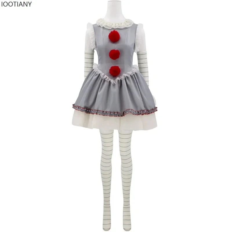 

ABC123CosplayKiller Cosplay Gray Clown Returns Penny Halloween Horror Costume Carnival Women's Ma3'd,5;h.9/