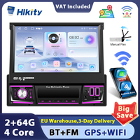 Hikity Carplay 7'' Android 1Din Car Radio Multimedia Player with Android auto Bluetooth WiFi GPS FM RDS Steering wheel control