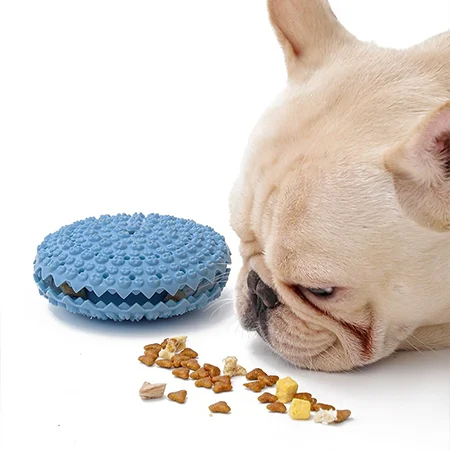 

Silicone Rubber Pet Puzzle Chew Toy Leak-Proof Food Dispenser Teeth Relief Bite Training Elastic Soft Glue Flying Saucer Dog Toy
