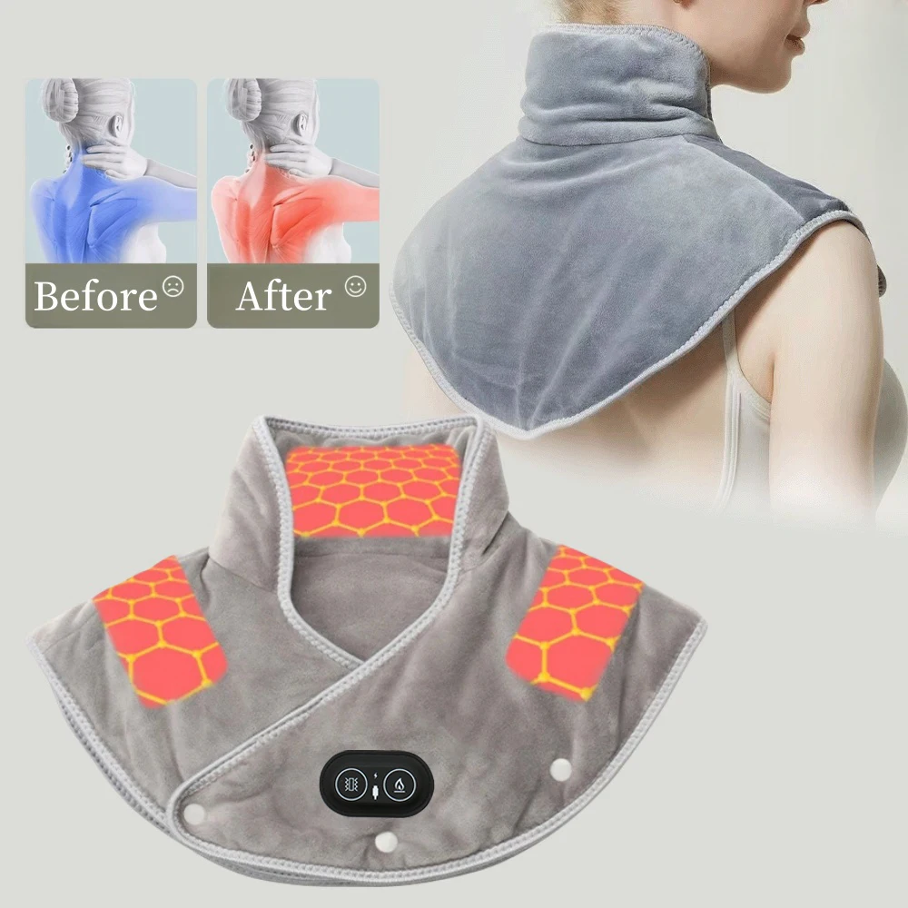 Electric Heating shoulder Neck Pad Massager USB Cervical Brace Wrap Thermal Compress Relieve Pain Fatigue Warm Back Brace Tool