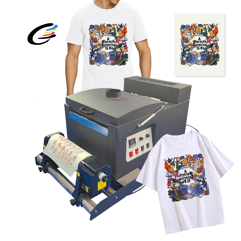 Fcolor 2024 Digital Tshirt Printer Dtf Pet Transfer Film Powder Shaking Machine For T-shirts Cloth