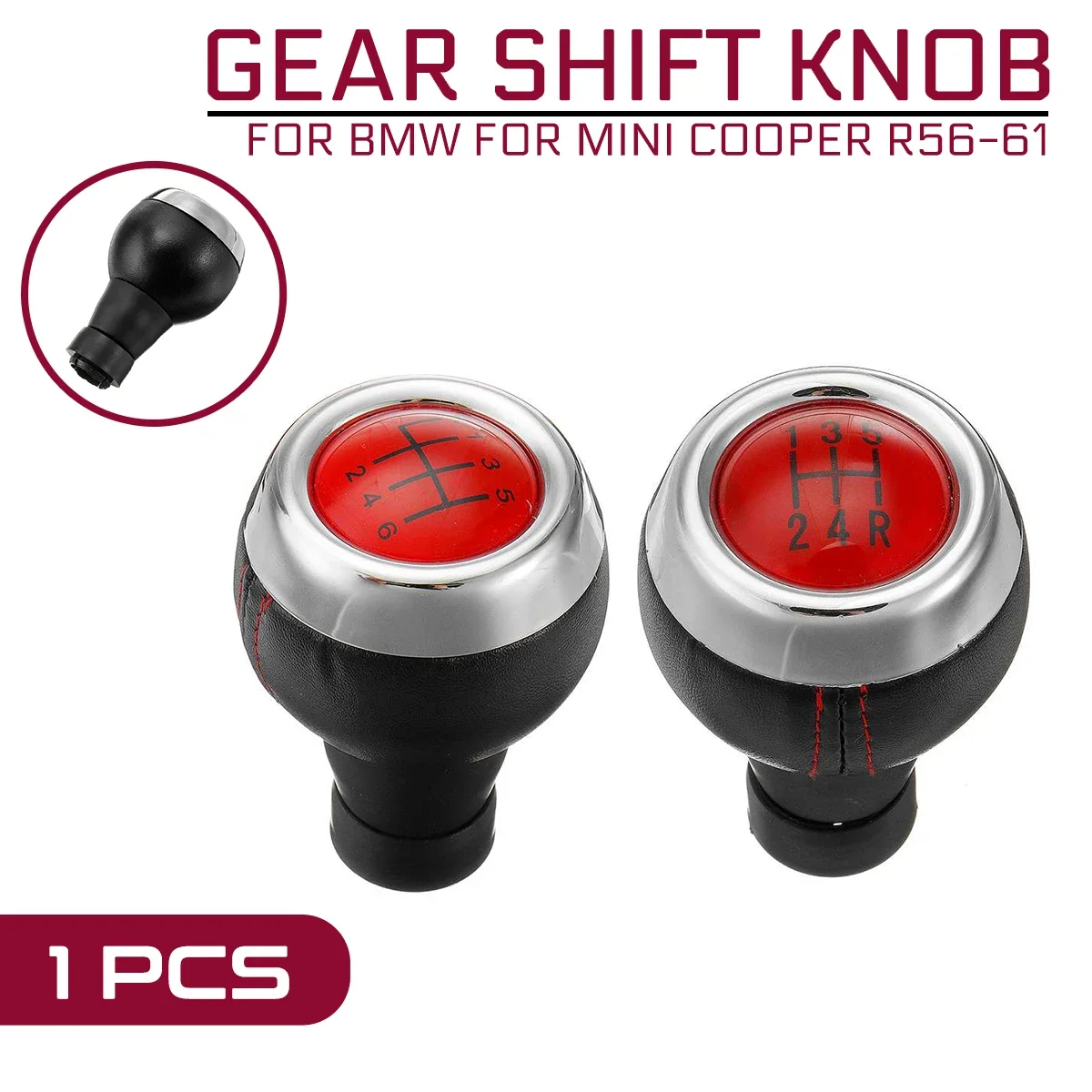 

PU Leather Cover 5/6 Speed Red Stick Manual Gear Shifter Car Gear Shift Knob For BMW FOR MINI COOPER R56 R57 R58 R59 R60 R61