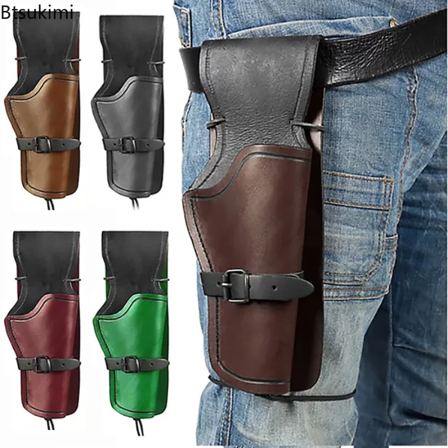 Men's Vintage PU Leather Western Cowboy Revolver Holster Medieval Steampunk Gothic Cosplay Accessory Halloween Carnival Costum