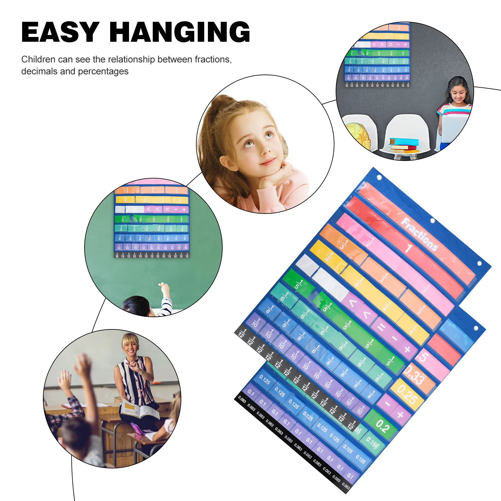 مجموعة واحدة من بطاقات تعلم الكسور، بطاقات رقمية متينة للتعرف على أرقام التطوير المعرفي للرياضيات
