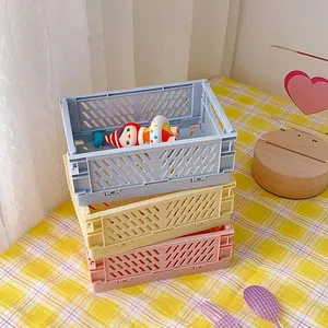 1pc Folding Desktop Hộp lưu trữ nhỏ Sinh viên Sinh viên Thép thực hành một số giỏ lưu trữ mỹ phẩm 8 Nhà tổ chức nhựa mini bán hàng chính - 7