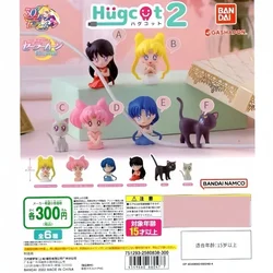 Bandai Gashapon Sailor Moon Hug Data Cable Clip Line Doll Action Figure Finished Product Decoration Collection Model Gift Toy