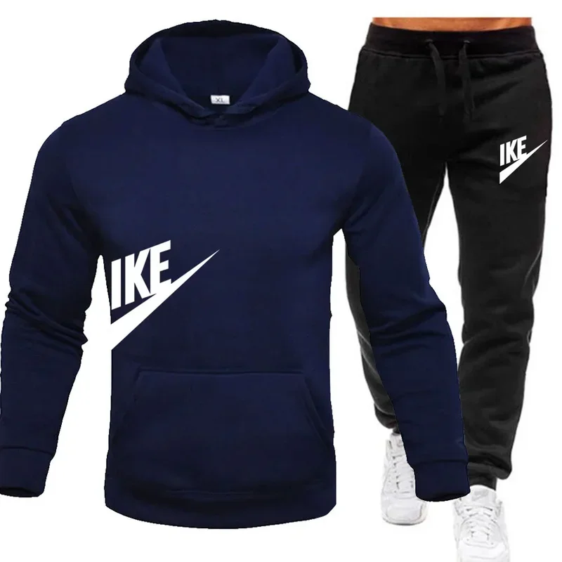 

New men's sports hoodie sports pants 2 sets, fashion printed autumn and winter men's and women's leisure suits, street clothes