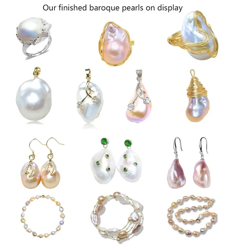 9-19mm Baroque Pearls 2A Quality High Luster Natural Freshwater Pearl Half Drilled Hole Loose Pearls for Making Fine Jewelry