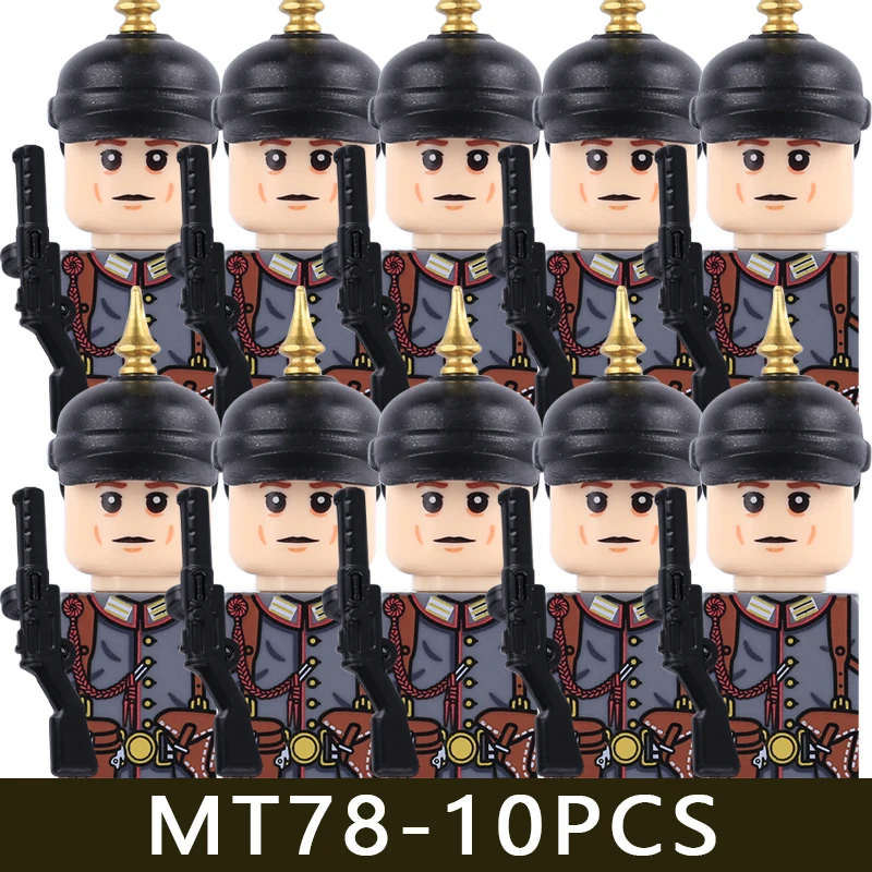 MOC Militärserie WW1 Preußische Britische Soldatenfiguren Bausteine Armee Infanterie Krieger Rucksack Zubehör Bausteine Spielzeug