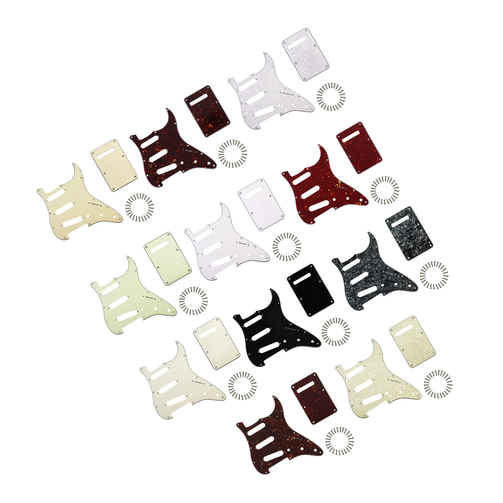 3Ply SSS Strat Pickguard and BackPlate Set for Fender Guitar, 11-Hole Pickguard & 6-Hole Backplate with Mounting Screws