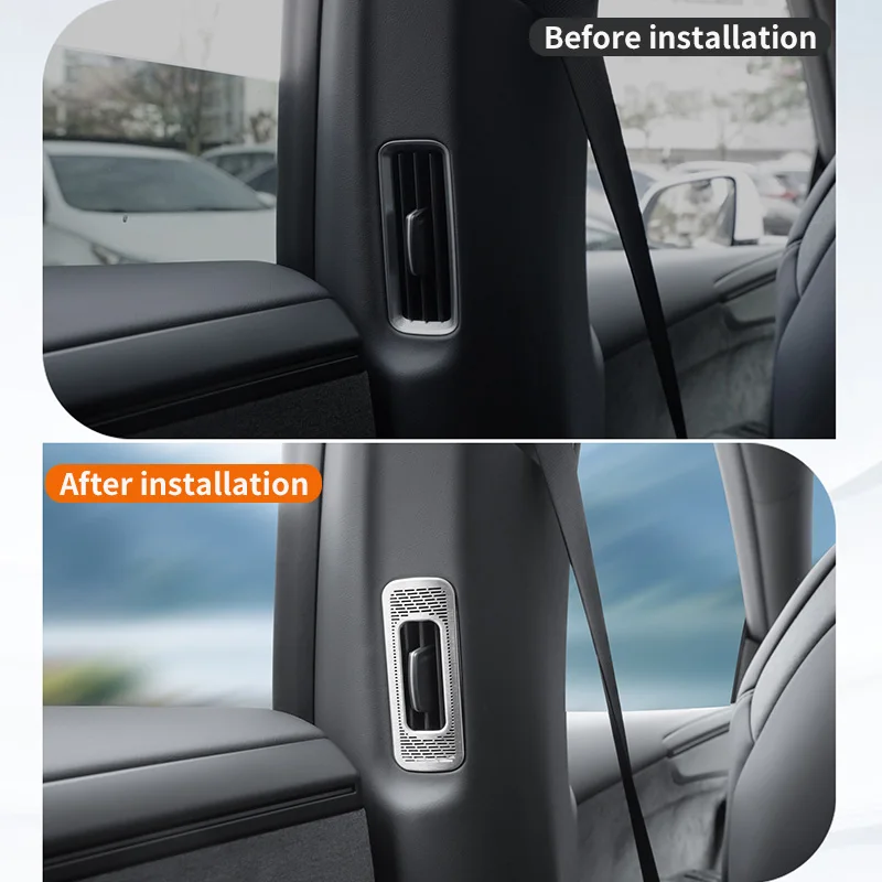For Tesla 6 Seats Model Y L Second Row Air Vents Protection Cover B-pillar C-pillar Air Conditioning Port Decoration Modificatio