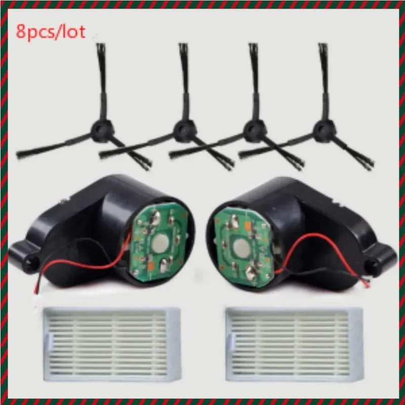 8 Pcs/lot Panda X500 ECOVACS CR120 CEN546 Vacuum Cleaner Brush Motor Side Brushes Motors *2(L+R)+Side Brush*4+hepa Filter*2