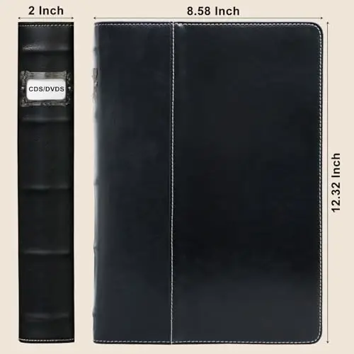 

3-Pack PU Leather Zippered Media Binder – 168 Discs, 84 Booklet & 168 Tag Pockets, Portable CD DVD Blu-Ray Organizer Case
