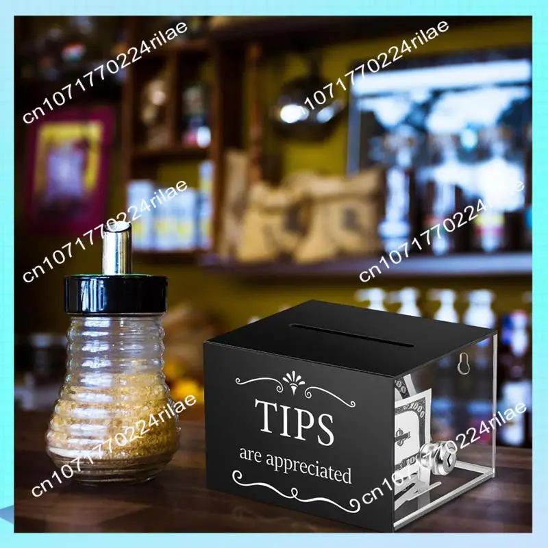 A17Z Tip Jars For Money 6 X 4 X 5 Inch Tip Collection Box With Lock Donation Suggestion Box For Tip Storage Raffling Box