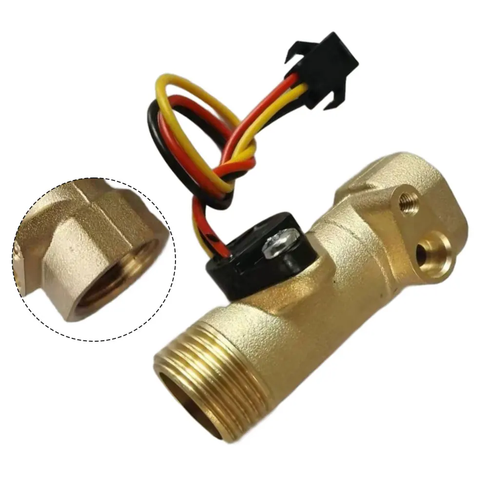 1 Pc Water Flow Sensor Hall Effect Flow Meter, All-copper Water Flow Sensor For Electric Water Heater Accessories Flow Switch