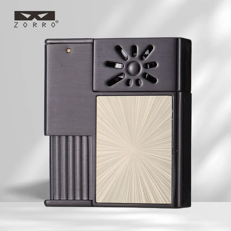 ZORRO 862 New Dazzling Small Square Box Fuel Lighter, Press Ignition Windproof Lighter, Cigarette Accessories, Men's Gift