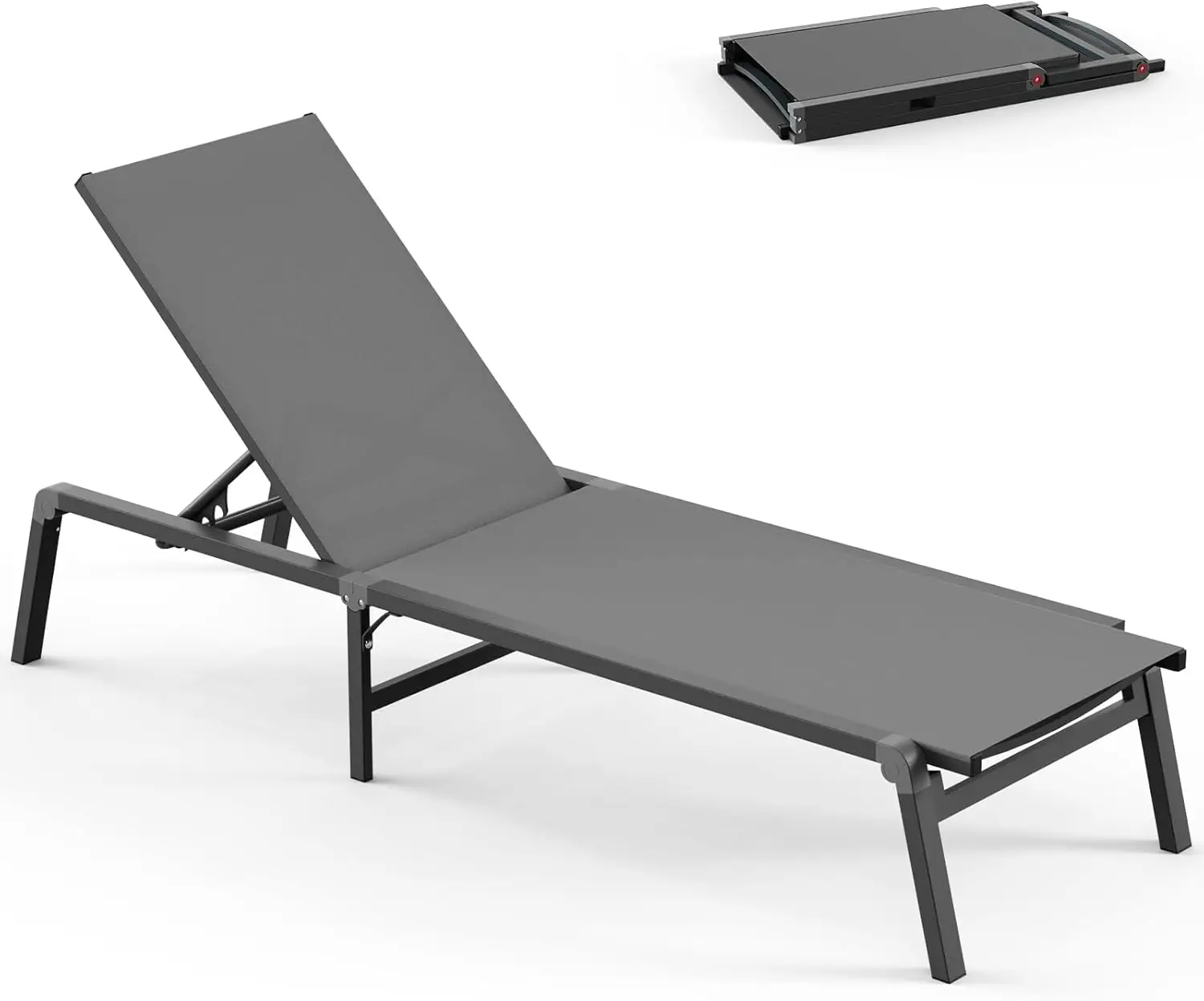 

Складное кресло для отдыха на открытом воздухе с 5-позиционным креслом, алюминиевым каркасом для использования в бассейне и на пляже