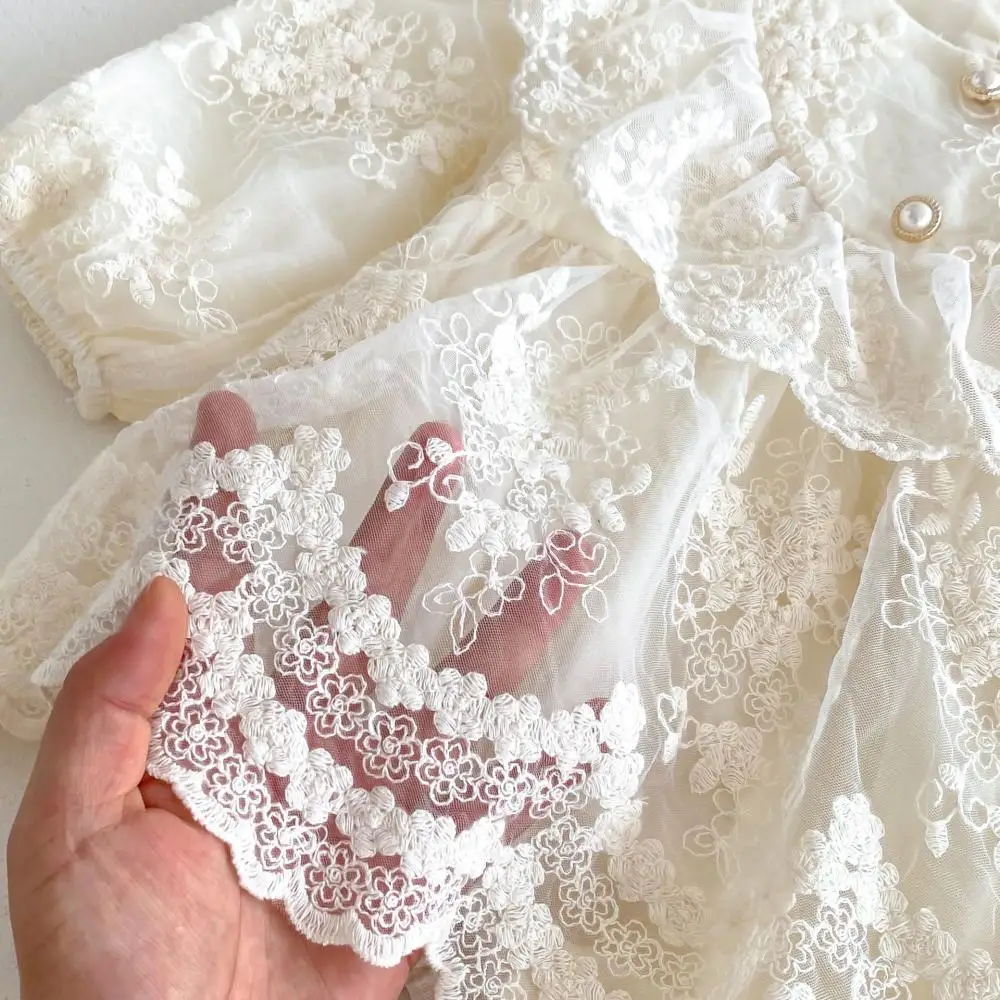 2024 Autumn Baby Girl Solid Color Romper Round Neck Children Clothing Lace Boutique Newborn Jumpsuit Outdoor Girls Clothing image 5