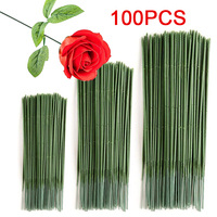 100 PCS Artificial Flower Stem Plastic Flower Stem Hydrangea Rose Flower Head Stick Rod For DIY Wedding Decor Craft Accessory