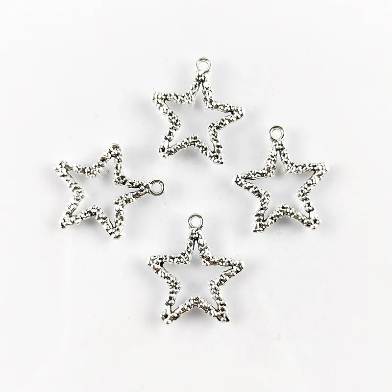 100pcs/lot Jewelry Accessory Retro Alloy Hollow Out Star Moon Shaped DIY Charms Pendants
