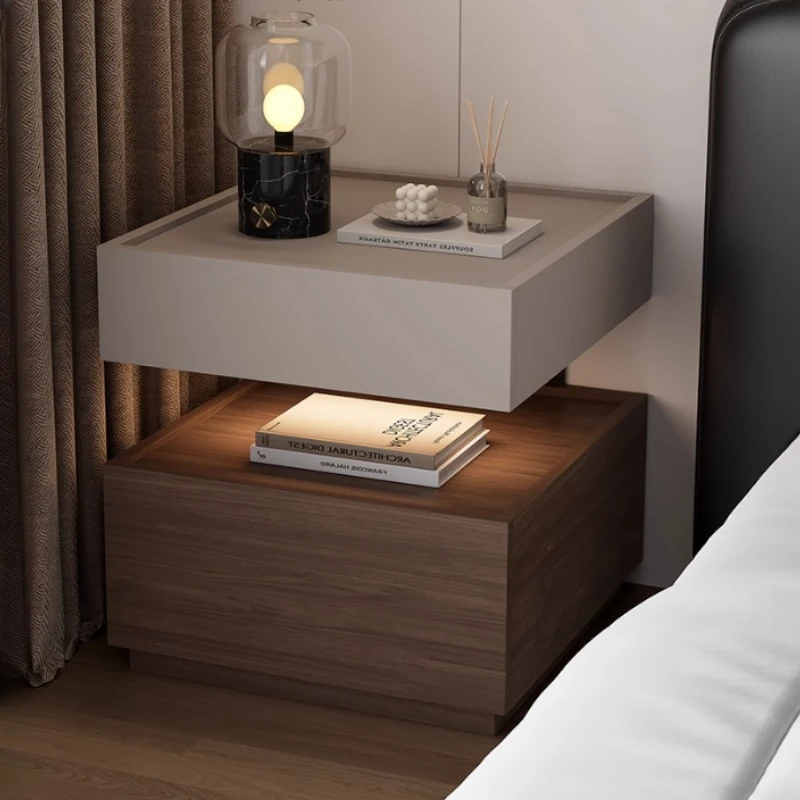 

minimalist bedside table integrated suspended small light luxury bedside table high-end master bedroom mesa noche home furniture