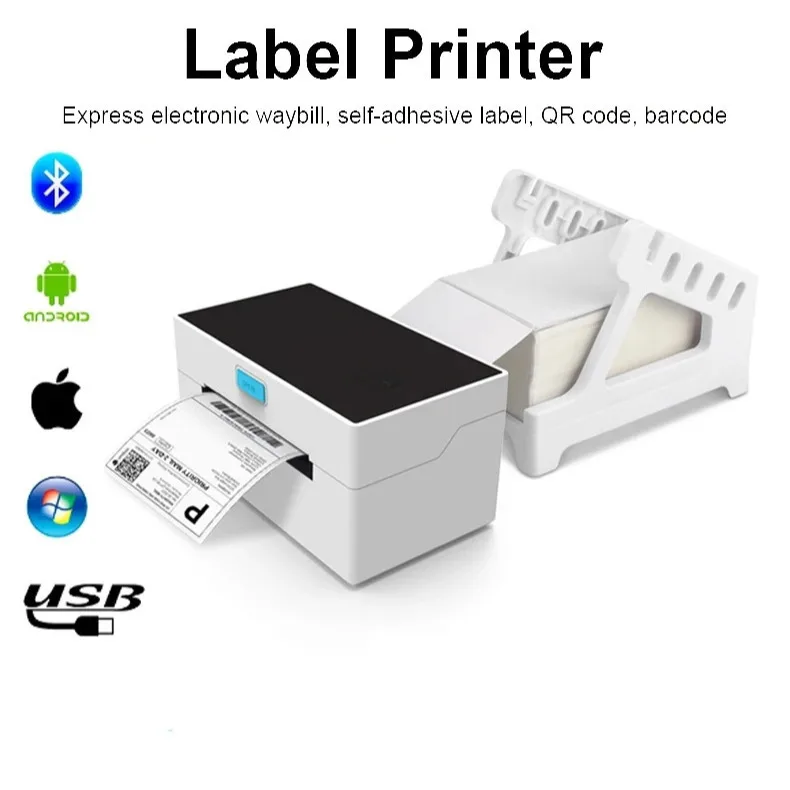 Thermal Label Printer Bluetooth USB Connection Shipping Express Label Barcode Printer Sticker Printing Machine For E-commerce Se
