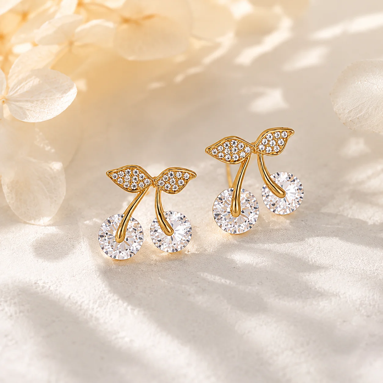 New Design Petite Cherry Delicate Stud Earrings For Women Lovely Cute Zircon Rhinestone Bow Bowknot Earring Usual Jewelry Gifts