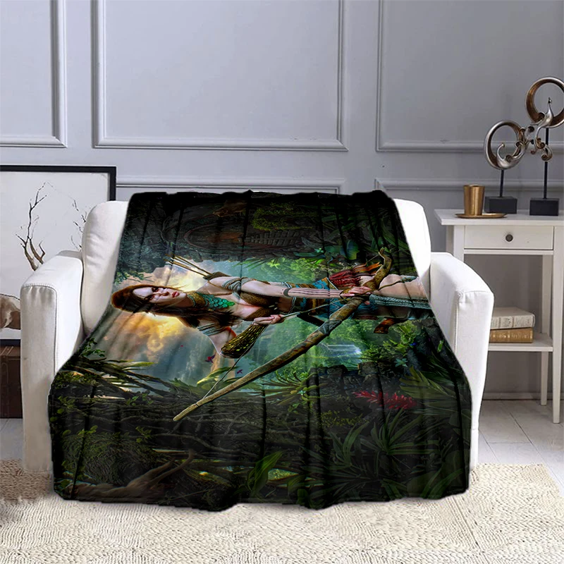 Tomb Raider-Ancient Hazard Figure Blanket for Children, High Quality Flannel Blanket, Soft and Comfortable, Home Travel Blanket