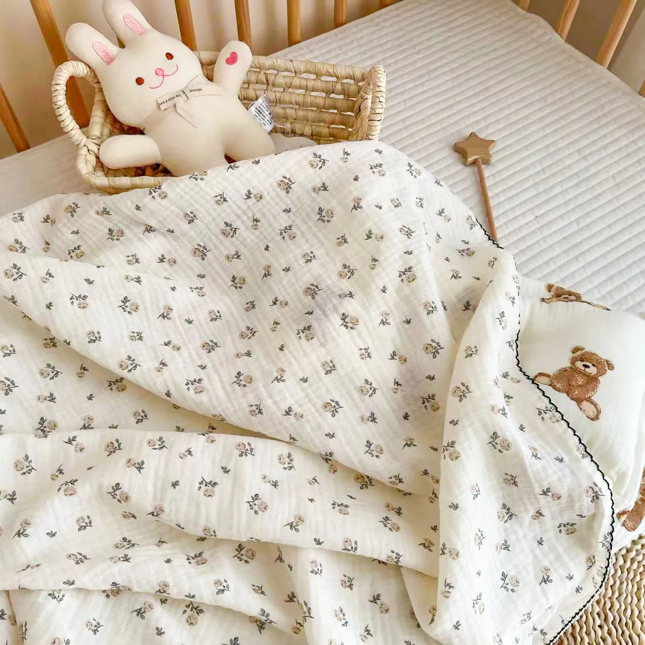 110*130cm Swaddle Blanket Baby Newborn Bamboo Muslin Bed Sheet Kids Baby Bath Towel Blankets Swaddle Cotton