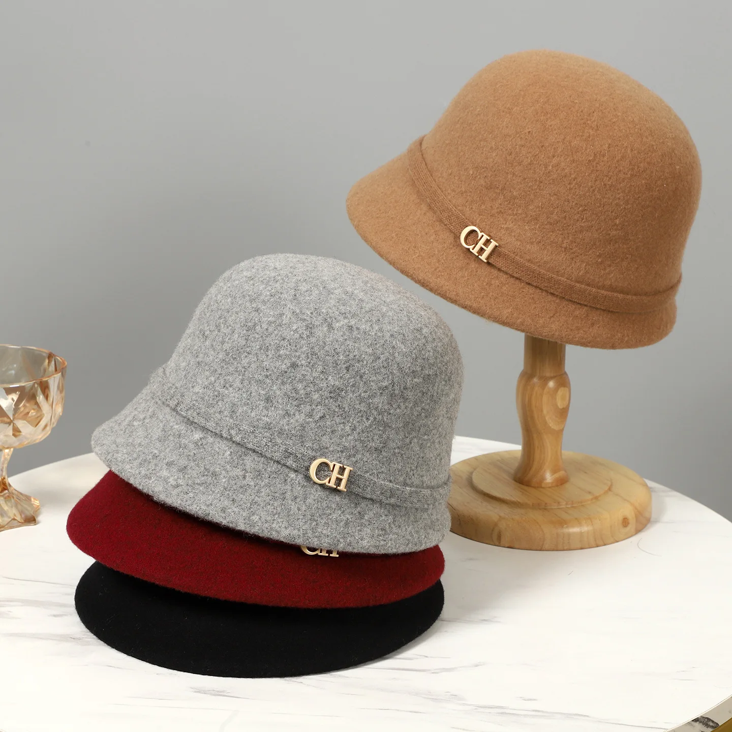 

Французская темпераментная шерстяная кепка, женский модный цилиндр, осенне-зимняя теплая конная шапка, рыбацкая шапка