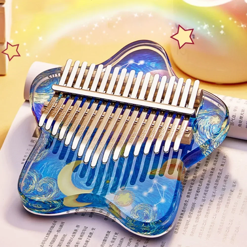 17 21 Keys Cute Chromatic Kalimbas Acrylic Kalimba Portable Mini Thumb Piano Children Beginners Musical Keyboard Accessories