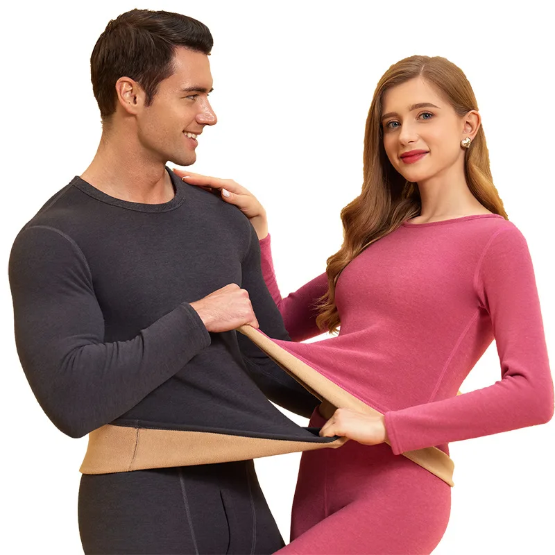 Add Fleece Daily Long Johns For Women Add Fleece Add Autumn and Winter Thick Suit Wear Men Women Undergarments Thermal Underwear