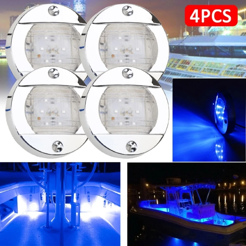 G7NA 6LED 12V Round Yacht Marine Boats LED Stern Light Cabin Deck Courtesy Light Marine Interior Cabin Lights Waterproof 4pcs