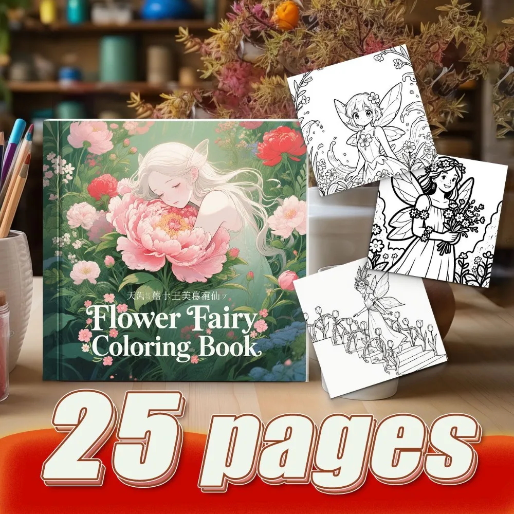 Mixed Theme Coloring Book Flower Fairy And Cartoon Skeleton Premium Thick Paper For Color Awareness Practice
