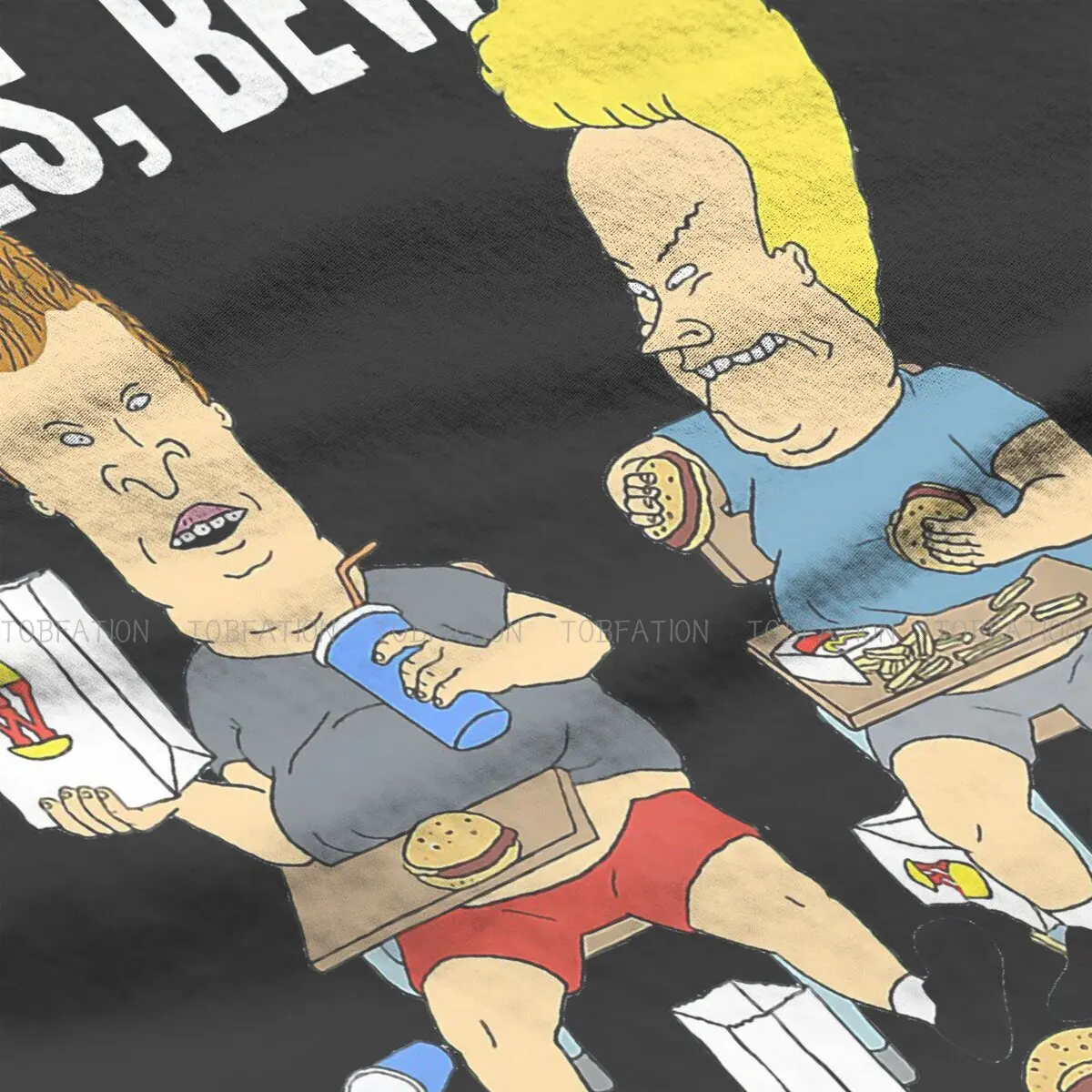 Beavis and Butthead Ladies Beware Fast Food Portrait T Shirt Grunge Men Tees Summer Polyester Clothing Harajuku O-Neck TShirt